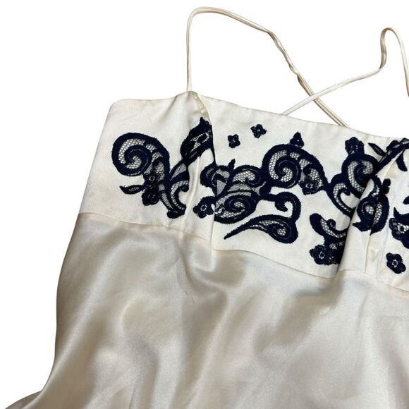 Revolve Natori Oak Yellow Cream Champagne Satin Lace Embroidered Nightgown - Picture 3 of 7